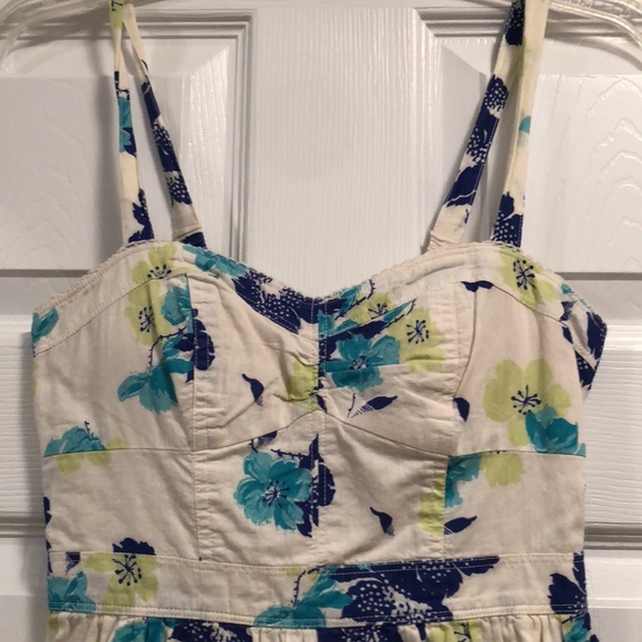 White Sundress with Blue and Green Floral - Picture 4 of 4